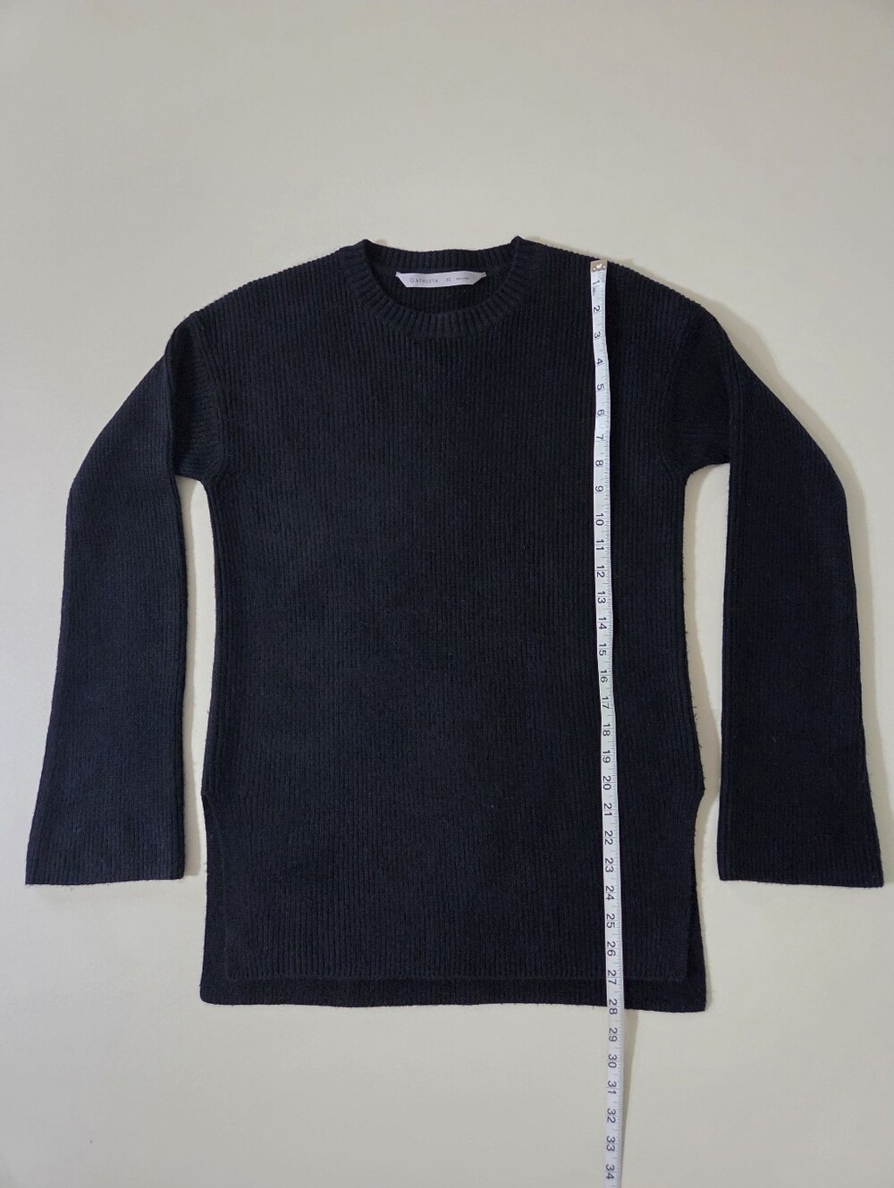 Athleta Black Crewneck Wool Cashmere Bell Sleeve Sweater - Picture 5 of 16